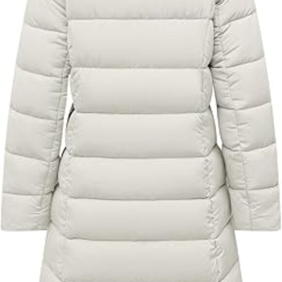 Women Waterproof Long Winter Coat Thickened Down Alternative Beige Puffer Jacket - Picture 2 of 5